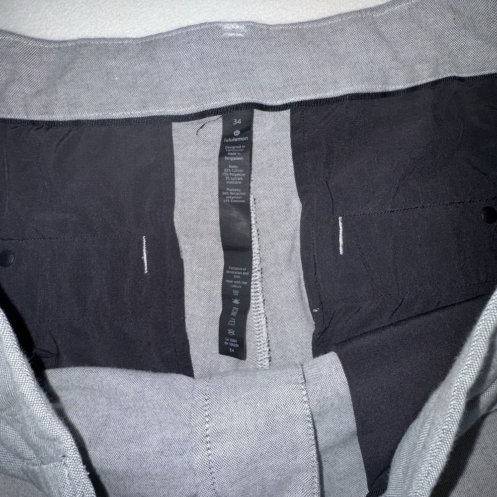 Lululemon Shorts Commission Relaxed Light Gray Quick Oxford 11" Sz 34 Golf - Picture 5 of 11